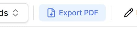 Export PDF button in the dashboard toolbar